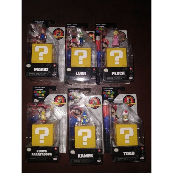 2023 Mario Jakk's 1" Figure Complete Set of 6 Super Mario Brothers Movie New - Picture 1 of 6